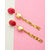 Voylla FLIRTY PINK DANGLER EARRINGS WITH GOLDEN TASSELS