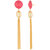 Voylla FLIRTY PINK DANGLER EARRINGS WITH GOLDEN TASSELS