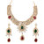 Voylla Gold Plated Choker Set Decorated with Cz; Faceted Red; Green Crystals