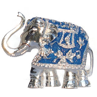Deific Silver plated Resin Showpiece Statue Figurine of an Elephant Fengshui Vastu Shastra Gift 9x5x8(cms.) 159gms.
