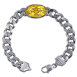                       Natural Yellow Sapphire/Pukhraj Stone Rakhi/Bracelet By CEYLONMINE                                              