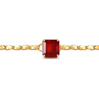                       Original Ruby/Manik Bracelet/Rakhi Unheated  Untreated Stone Manik Gold Plated Rakhi By CEYLONMINE                                              