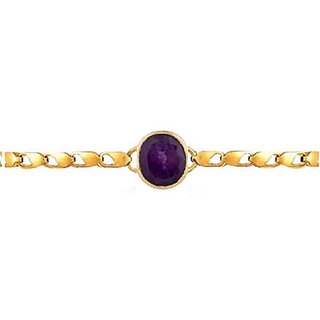                       Natural Amethyst Rakhi (Bracelet) Original  Unheated Jamuniya Stone Gold Plated Rakhi By CEYLONMINE                                              