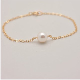                       Natural Pearl/Moti Gold Plated Rakhi/Bracelet Lab Certified  Unheated Pearl Bracelet By CEYLONMINE                                              
