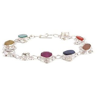                       Original Stone Navaratna Bracelet/Rakhi Lab Certified  Precious Stone Navaratna Rakhi By CEYLONMINE                                              