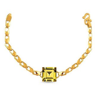                       Original Yellow Sapphire/Pukhraj Stone Rakhi(Bracelet) Unheated  Untreated Pukhraj Gold Plated Bracelet By CEYLONMINE                                              