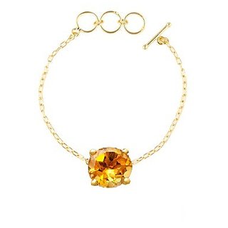                       Yellow Sapphire /Pukhraj Stone Gold Plated Bracelet/Rakhi Original  Certified Pukhraj Stone Bracelet By CEYLONMINE                                              