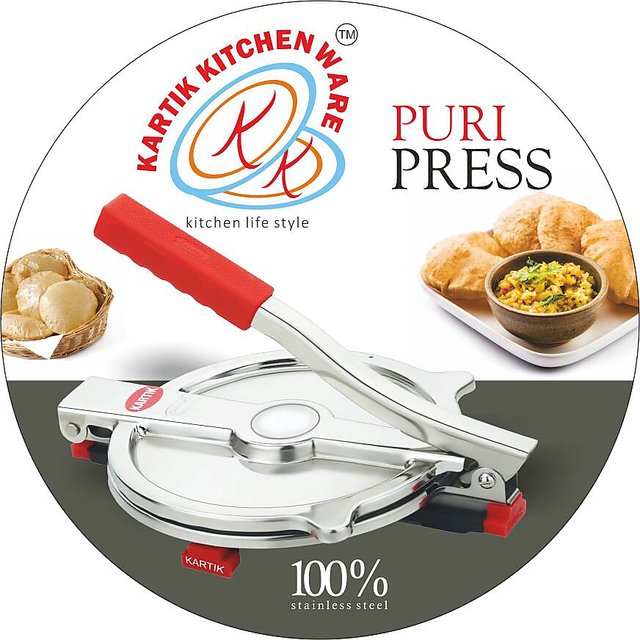 High Grade Stainless Steel Puri Press Papad Maker Roti Maker Easy to Use Dishwasher Safe Easy to Clean 