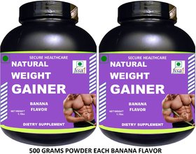 Secure Healthcare Natural Weight Gainer Banana Flavor Muscle Gainer 500 gm Powder (Pack Of 2)