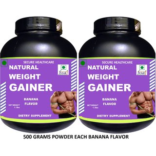                       Secure Healthcare Natural Weight Gainer Banana Flavor Muscle Gainer 500 gm Powder (Pack Of 2)                                              