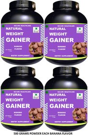 Secure Healthcare Natural Weight Gainer Banana Flavor Muscle Gainer 500 gm Powder (Pack Of 4)