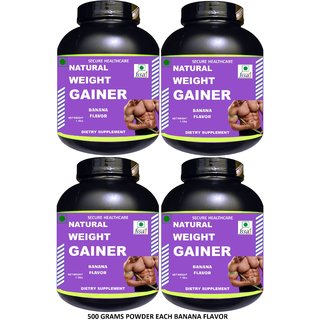                       Secure Healthcare Natural Weight Gainer Banana Flavor Muscle Gainer 500 gm Powder (Pack Of 4)                                              