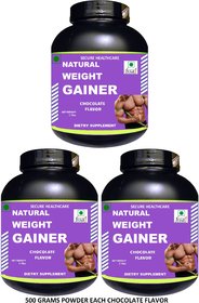 Secure Healthcare Natural Weight Gainer Chocolate Flavor Muscle Gainer 500 gm Powder (Pack Of 3)
