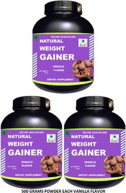 Secure Healthcare Natural Weight Gainer Vanilla Flavor Muscle Gainer 500 gm Powder (Pack Of 3)
