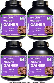 Secure Healthcare Natural Weight Gainer Vanilla Flavor Muscle Gainer 500 gm Powder (Pack Of 4)