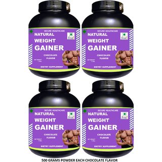                       Secure Healthcare Natural Weight Gainer Chocolate Flavor Muscle Gainer 500 gm Powder (Pack Of 4)                                              