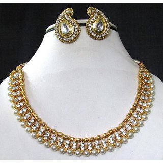 Double Line Stone Mango Shape Necklace Set Double Line Stone Mango Shape Necklace Set