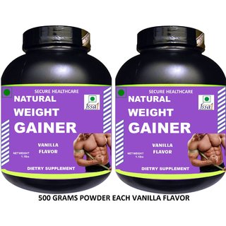 Secure Healthcare Natural Weight Gainer Vanilla Flavor Muscle Gainer 500 gm Powder (Pack Of 2)