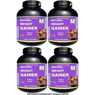                       Secure Healthcare Natural Weight Gainer Vanilla Flavor Muscle Gainer 500 gm Powder (Pack Of 4)                                              