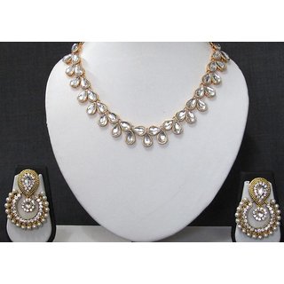 White kundan stone polki necklace set White kundan stone polki necklace set