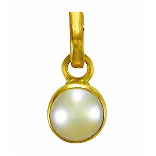 Natural Stone Pearl/Moti 5.25 Ratti Stone Pendant Original Effective Stone Moti Gold Plated Pendant BY CEYLONMINE Natural Stone Pearl/Moti 5.25 Ratti Stone Pendant Original Effective Stone Moti Gold Plated Pendant BY CEYLONMINE