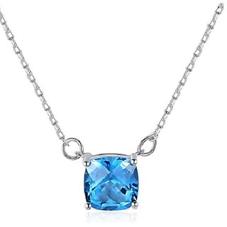                       Blue Topaz Pendant Silver Plated Original Blue Topaz 7.25 Carat Stone Pendant By CEYLONMINE                                              