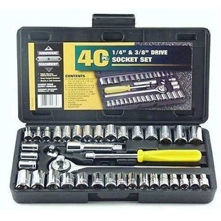 G-MTIN Universal Adjustable 40 Psc Tool Kit Multi Purpose Combination Socket Wrench Set Socket Set (Pack of 40)