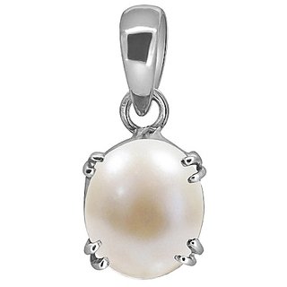 5.25 Ratti Natural Pearl Silver Plated Pendant Original Certified Pearl/Moti Pendant By CEYLONMINE 5.25 Ratti Natural Pearl Silver Plated Pendant Original Certified Pearl/Moti Pendant By CEYLONMINE