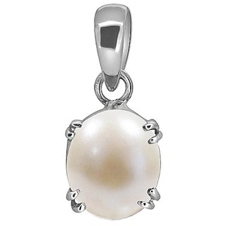                       5.25 Ratti Natural Pearl Silver Plated Pendant Original  Certified Pearl/Moti Pendant By CEYLONMINE                                              