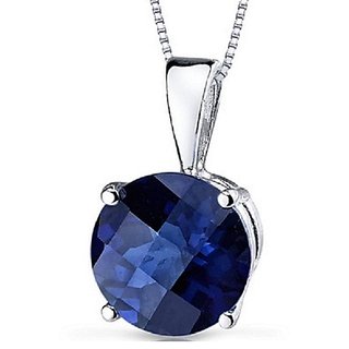                       Natural Blue Sapphire/Neelam 7.25 Ratti Stone Silver Plated Pendant Unheated Stone Pendant By CEYLONMINE                                              