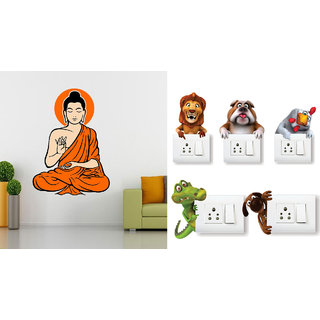                       Yogi Buddha With Free Animals Switch Board Sticker                                              