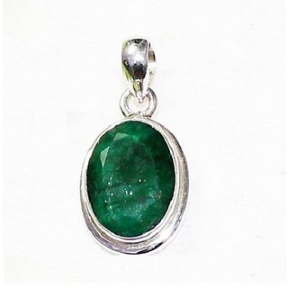 7.25 Ratti Stone Emerald/Panna Silver Plated Pendant Original Unheated Stone Panna Pendant By CEYLONMINE 7.25 Ratti Stone Emerald/Panna Silver Plated Pendant Original Unheated Stone Panna Pendant By CEYLONMINE