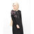 Silk Route London Black Dropped Shoulder Floral Jilbab For Women Height of 52 inches, Jilbab Length is 54 inches