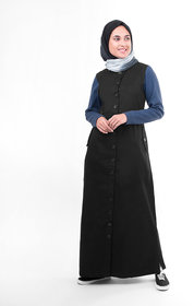 Silk Route London Black Full Button-Down Smart Jilbab For Women Height of 5
