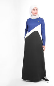 Silk Route London Asymmetric Blue Colour Blocking Jilbab For Women Height of 54 inches, Jilbab Length is 56 inches