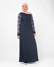Silk Route London Feminine Checked Blue Jilbab For Women Height of 5
