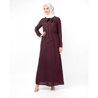 Silk Route London Maroon Elastic Waist Abaya For Women Height of 5