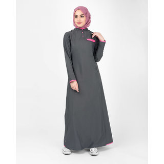 Silk Route London Casual Grey Jilbab With Pink Highlights For Women Height of 5