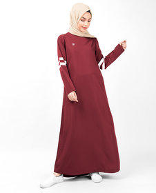Silk Route London Ruby Red Curved Hem Jilbab For Women Height of 5