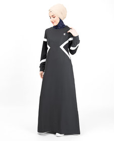 Silk Route London Grey Contrast Arrow Panel Jilbab For Women Height of 5