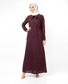 Silk Route London Maroon Elastic Waist Abaya For Women Height of 5