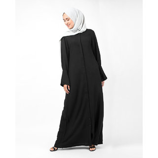 Silk Route London Full Front Open Black Bell Sleeve Abaya For Women Height of 5