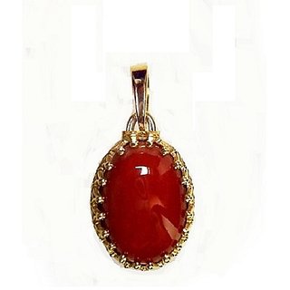                       CEYLONMINE - Coral Pendant original stone monga pendant for women 6.00 ratti                                              