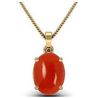                       CELONMINE - Red Coral Pendant Original stone moonga pendant for women                                              