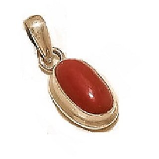                       CEYLONMINE - Red Coral Pendant Natural Moonga stone original gold plated pendant                                              