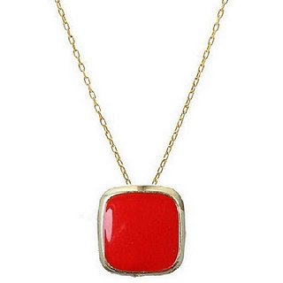                       CEYLONMINE - Coral Pendant set for women Original & Natural Moonga stone pendant 7.25 carat                                              