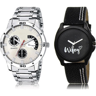 ADK LK-101-234 White & Black & Black Dial Latest Watches for  Couple