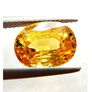                       Natural Yellow Sapphire Stone 5.25 Ratti Gemstone Lab Certified & Effective Pukhraj Stone By CEYLONMINE                                              