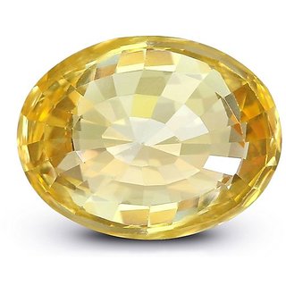                       Natural Yellow Sapphire Stone 5.5 Ratti Gemstone Lab Certified & Effective Pukhraj Stone By CEYLONMINE                                              
