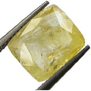                       CEYLONMINE- Yellow Sapphire/Pukhraj 6.25 Ratti Gemstone Original & Lab Certified Yellow sapphire Stone For Astrological Purpose                                              